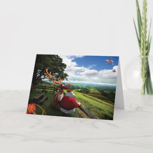 Tomtens pilgrimsfärd - humoristiskt julkort helgkort (Framsida)