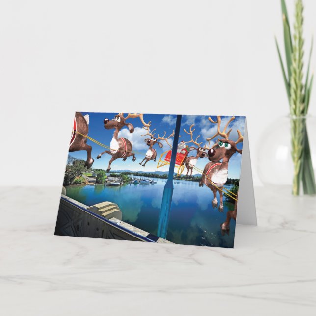 Tomtens pilgrimsfärd - humoristiskt julkort helgkort (Framsida)