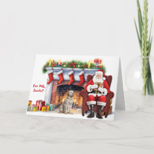 Tomtens present Clumber Spaniel Hund Jul Helgkort