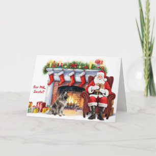 Tomtens present Keeshond Hund Jul Helgkort