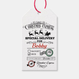 Tomtens Rener Express-julleverans i Namn Presentetikett