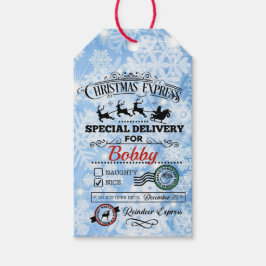 Tomtens Rener Express-julleverans i Namn Presentetikett