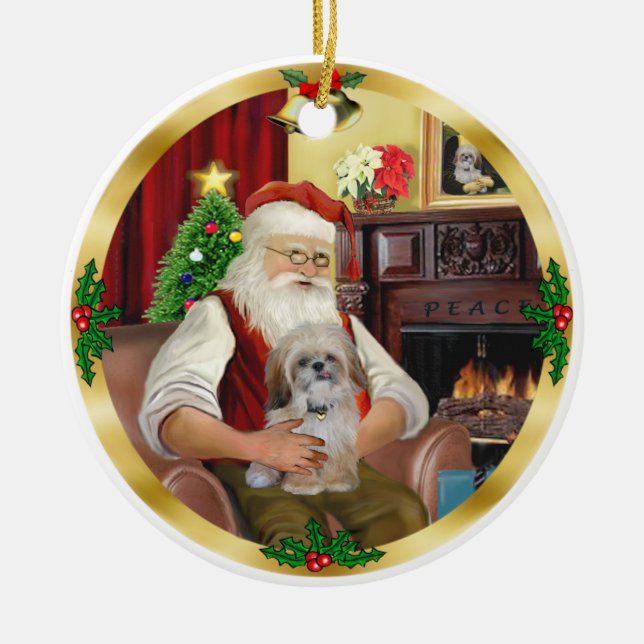 Tomtens Shih Tzu (#17) Julgransprydnad Keramik (Framsidan)