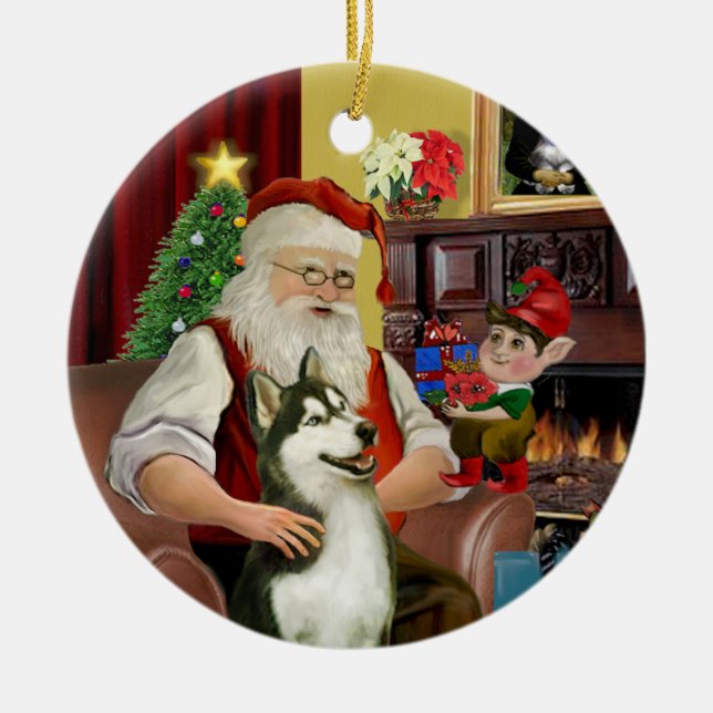 Tomtens Siberian husky #3 Julgransprydnad Keramik (Framsidan)