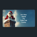 Tomtens Skorsten Paus: En vintermil Fraktsedel<br><div class="desc">Bilden visar att Jultomten sitta går på ett snö-täckt tegelstenar som skorsten i sitt ikonröda kostym med vit päls-trim och röd hatt. Han ler varmt, hans glödande händer klappade ihop, när snö försiktigt faller omkring honom. Bakgrunden är en mjuk, vinrik himmel med lätta moln som förbättrar scenens festliga och magiska...</div>