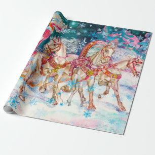 Tomtens släd-häst jul snö julnatt fest presentpapper