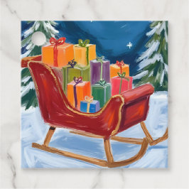 Tomtens släde God Jul  Gåvor Etiketter