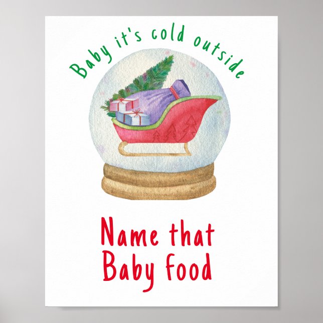 Tomtens släde - Namnge den här babymaten Poster (Framsidan)