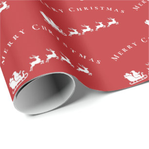 Tomtens släde renar glad jul röd vit presentpapper
