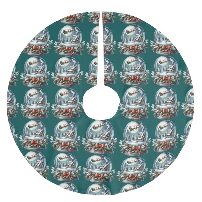 Tomtens slädfärd i Snöglobens Underland Julgransmatta Borstad Polyester (Framsidan)