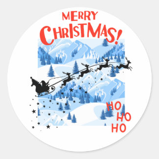 Tomtens slädflyg God Jul Runt Klistermärke