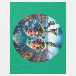 Tomtens små hjältar är isskidor inomhus fleecefilt