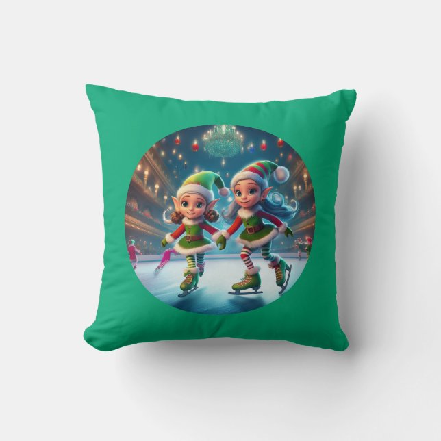 Tomtens små hjältar är isskidor inomhus kudde (Framsida)