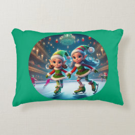 Tomtens små hjältar är isskidor inomhus prydnadskudde