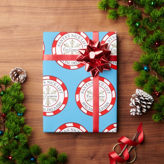 Tomtens snälla lista Anpassat namn jul Presentpapper (Julgåva)
