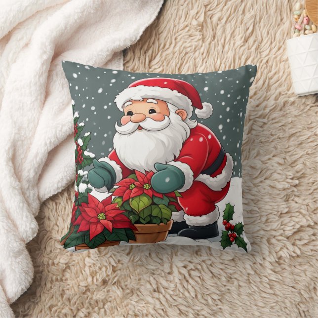 Tomtens snöiga julstjärna-trädgård kudde (Filt)