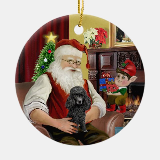 Tomtens svarta leksak/Minipoodle Julgransprydnad Keramik (Framsidan)