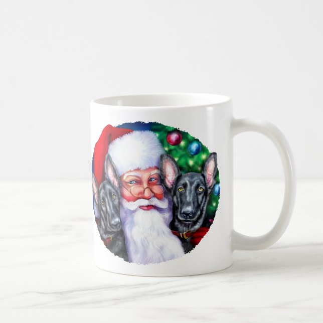 Tomtens svarta tyska Sheperd Hundar Kaffemugg (Höger)