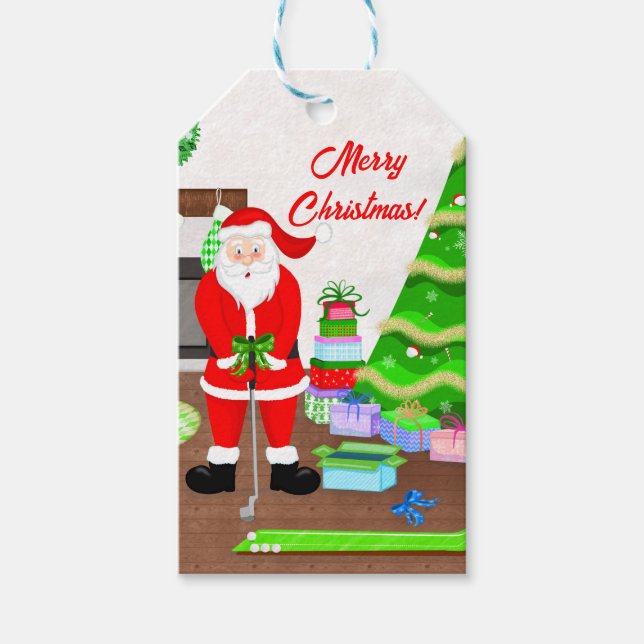 Tomtens tidiga present - en hål-i-ett jul presentetikett (Framsidan)
