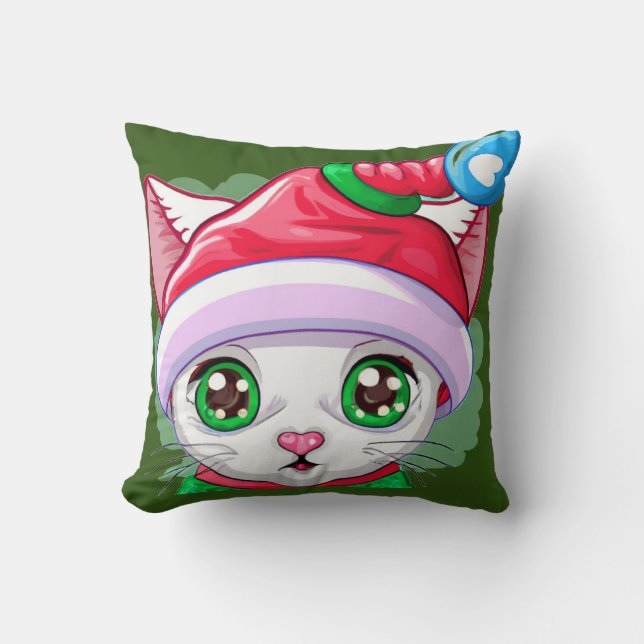 Tomtens toppen-katthjälp för jultoma kudde (Framsida)
