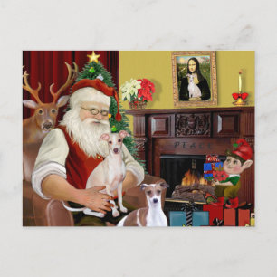 Tomtens två italienska Greyhound Helg Vykort