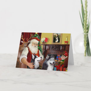 Tomtens två Siberian husky Helgkort