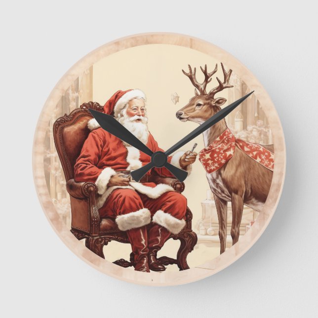 Tomtens tysta ögonblick rund klocka (Framsida)