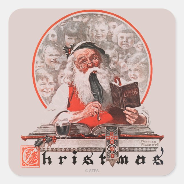 Tomtens utgifter fyrkantigt klistermärke (Framsida)