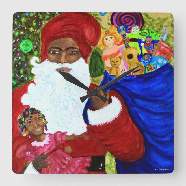 Tomtens väggklocka för Wish Designer - Black Santa (Framsida)