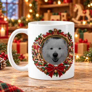 Tomtens verkstad julpersonliggjord husdjursfoto kaffemugg