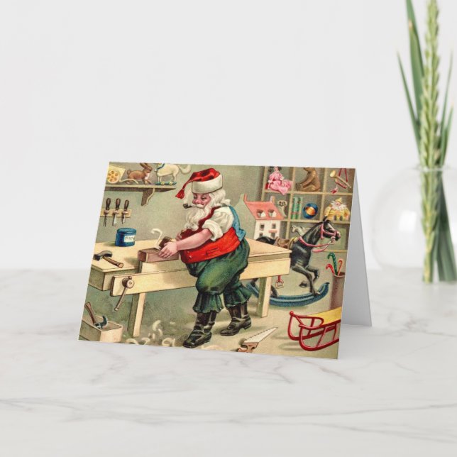 Tomtens verkstad Vintage julkort  Helgkort (Framsida)