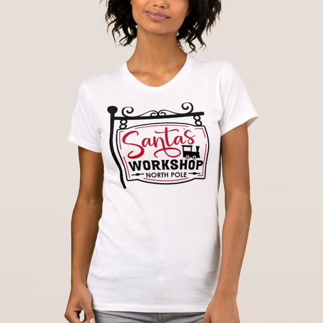 Tomtens workshop-skylt t shirt (Framsida)