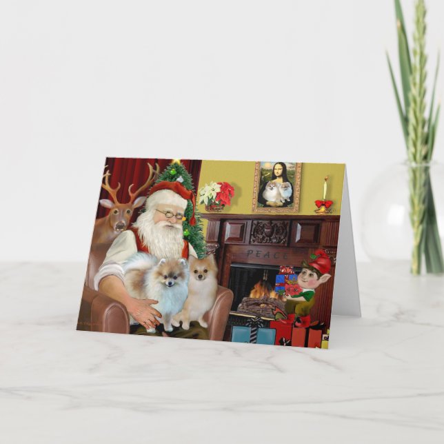 TomtensTvå Pomeranians Helgkort (Framsida)