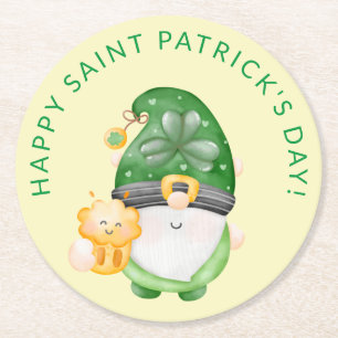 Tomteöl Glad Saint Patrick's Day-fest Underlägg Papper Rund
