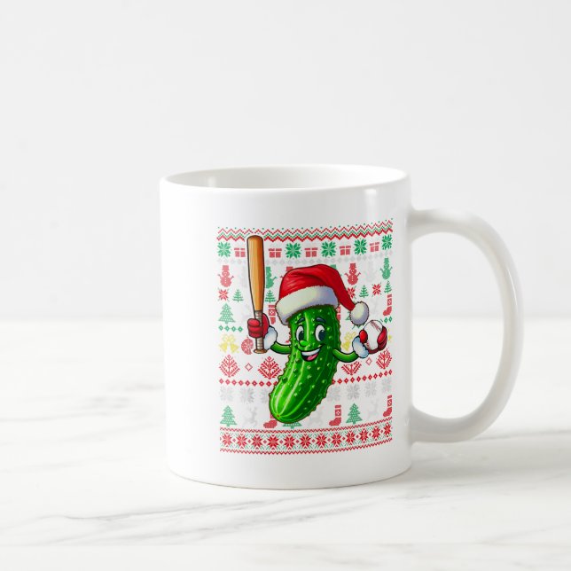 Tomtepickle spelar baseboll Xmas-spelare Vegan Sv Kaffemugg (Höger)