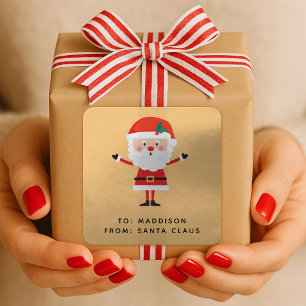 Tomtepresent Etikett Guld Jul Sticker