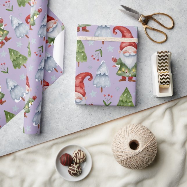 Tomtepresentpapper Ljus Lila Akvarell Presentpapper (Hantverk)