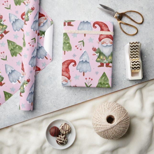 Tomtepresentpapper Ljus Rosa Akvarell Presentpapper (Hantverk)