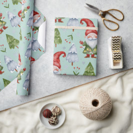 Tomtepresentpapper Ljusgrönt akvarell Presentpapper