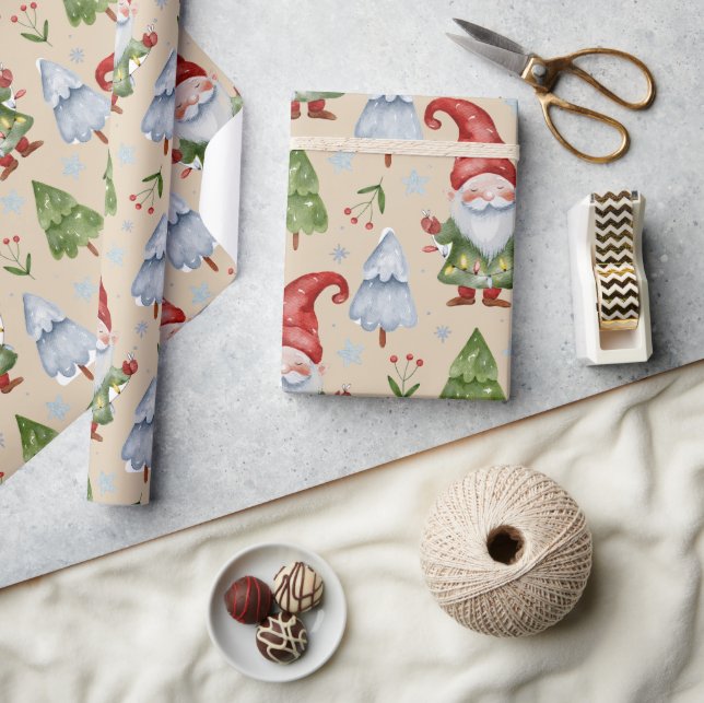 Tomtepresentpapper Ljust Brun Tan Akvarell Presentpapper (Hantverk)
