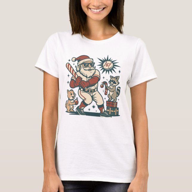 Tomtes 67 Julbasebollmeme T Shirt (Framsida)