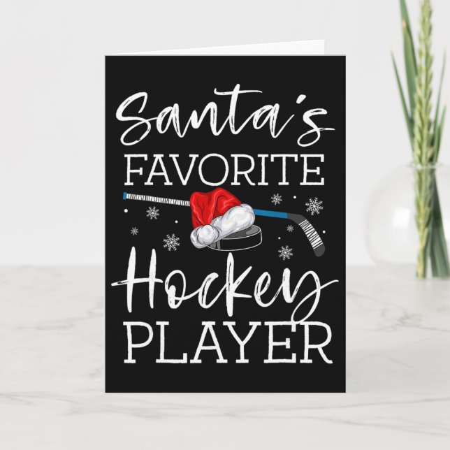 Tomtes Favorit Hockeyspelare Rolig Pyjamas Jul Kort (Framsida)