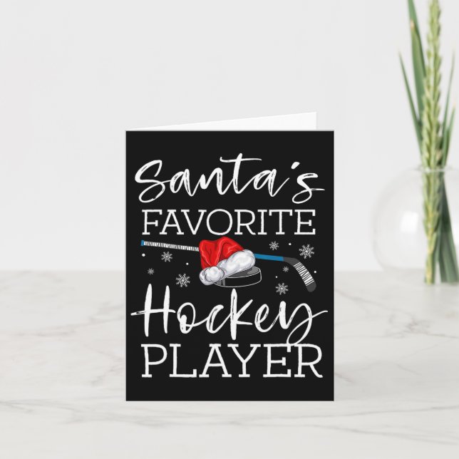 Tomtes Favorit Hockeyspelare Rolig Pyjamas Jul  Kort (Framsida)