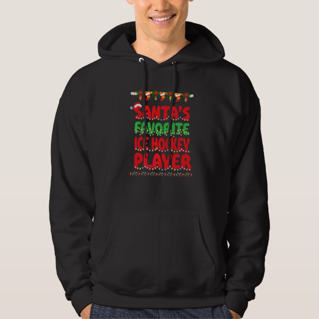 Tomtes favorit ishockeyspelare X mas  Idé män Hoodie (Framsida)