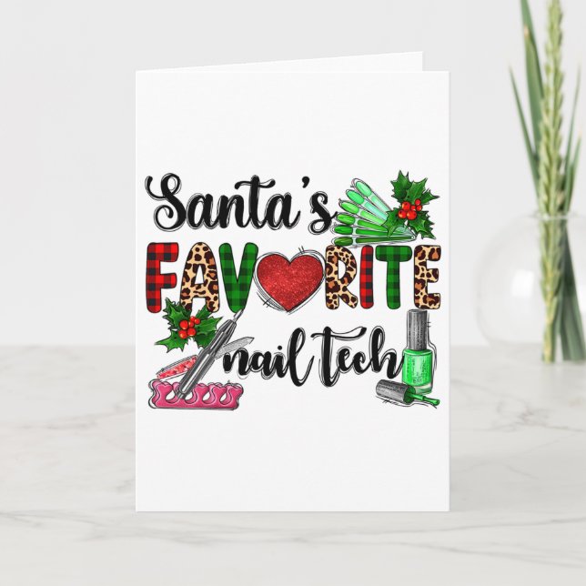 Tomtes favorit nageltekniker God Jul Xmas Ho Kort (Framsida)