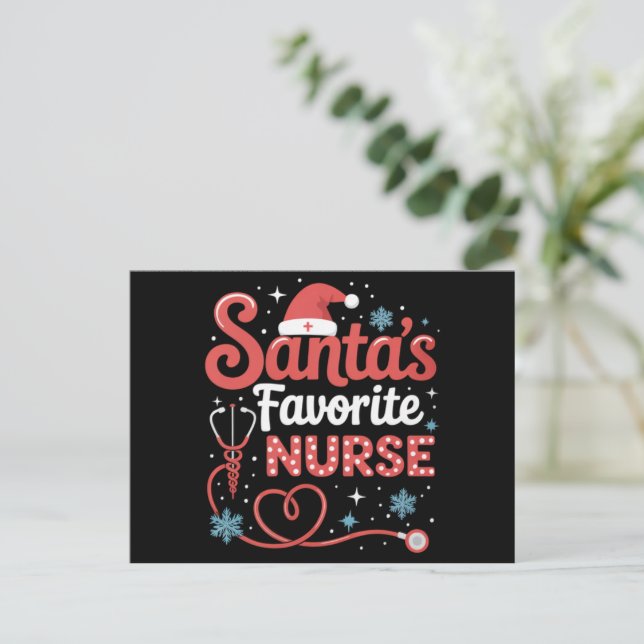Tomtes favorit sjuksköterska jul  helg vykort (Stående Fram)
