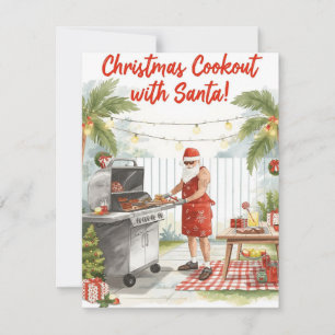 Tomtes julbarbecue – Modern akvarell Julkort