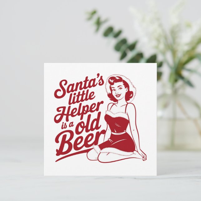 Tomtes Lilla Hjälpreda Snarkig Jul Sarksatisk  Julkort (Stående Fram)