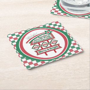 Tomtes Retro-Markis – Ho Ho Ho Glädje & Ljussken Underlägg Papper Kvadrat