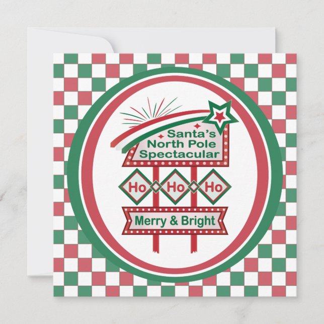 Tomtes Retro Marquee – Ho Ho Ho Glad Och Ljus Kort (Framsida)